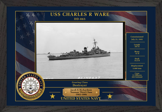 USS Charles R Ware DD-865 Framed Patriotic Photo