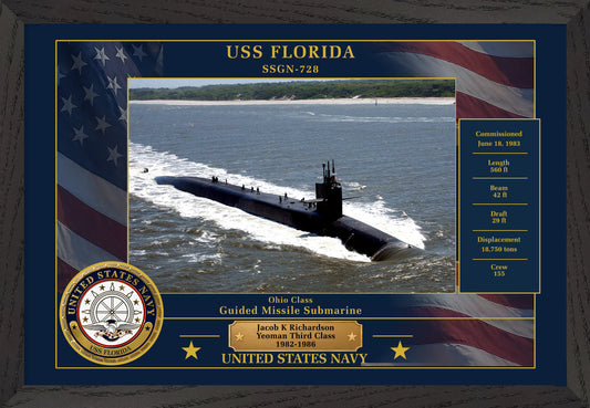 USS Florida SSGN-728 Framed Patriotic Photo