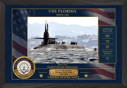 USS Florida SSGN-728 Framed Patriotic Photo