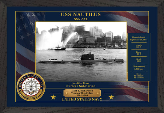 USS Nautilus SSN-571 Framed Patriotic Photo