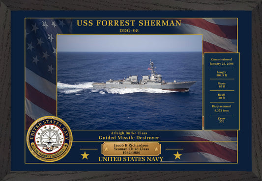 USS Forrest Sherman DDG-98 Framed Patriotic Photo