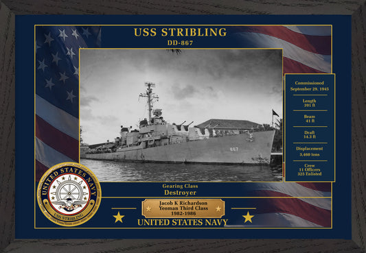 USS Stribling DD-867 Framed Patriotic Photo