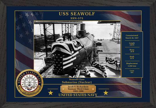 USS Seawolf SSN-575 Framed Patriotic Photo