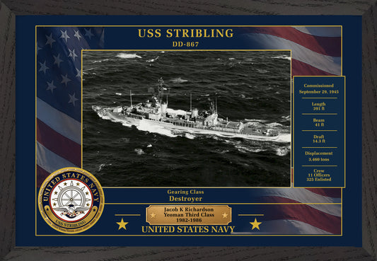 USS Stribling DD-867 Framed Patriotic Photo