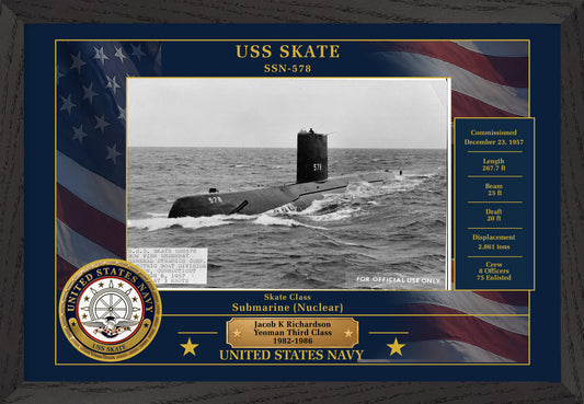 USS Skate SSN-578 Framed Patriotic Photo