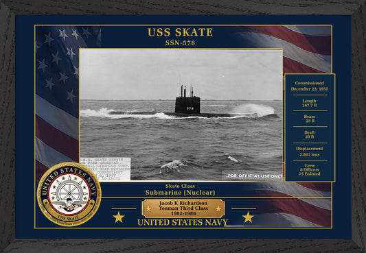 USS Skate SSN-578 Framed Patriotic Photo