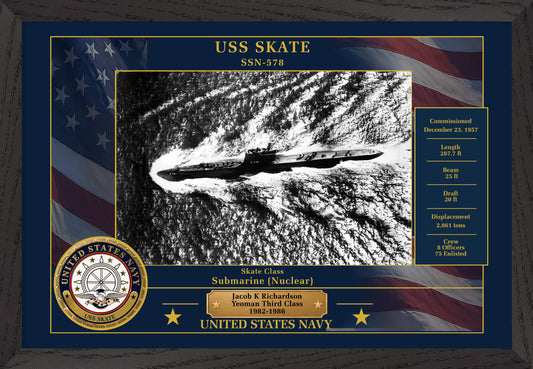 USS Skate SSN-578 Framed Patriotic Photo