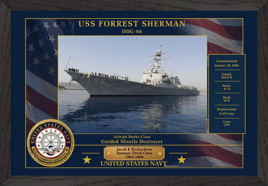 USS Forrest Sherman DDG-98 Framed Patriotic Photo