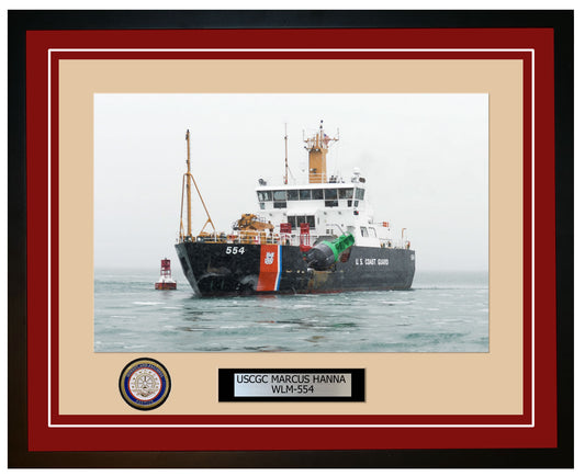USCGC MARCUS HANNA WLM 554 Framed Coast Guard Ship Photo Burgundy 69WLM554