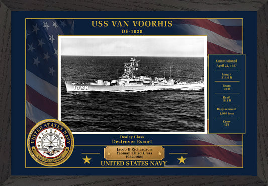 USS Van Voorhis DE-1028 Framed Patriotic Photo