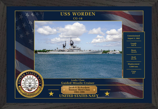 USS Worden CG-18 Framed Patriotic Photo