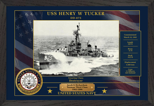 USS Henry W Tucker DD-875 Framed Patriotic Photo