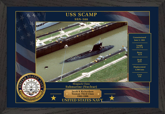 USS Scamp SSN-588 Framed Patriotic Photo