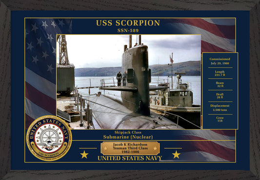 USS Scorpion SSN-589 Framed Patriotic Photo