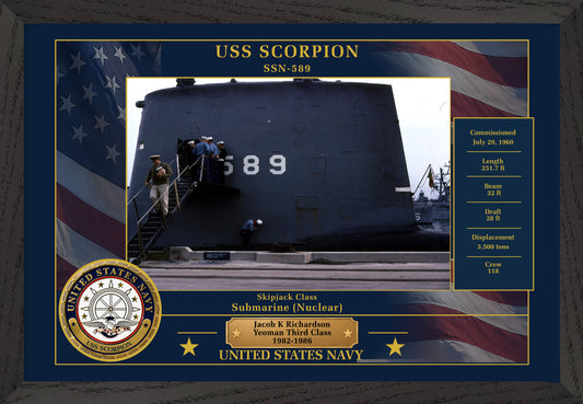 USS Scorpion SSN-589 Framed Patriotic Photo