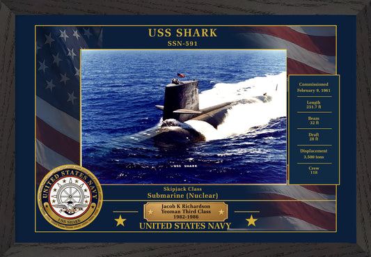 USS Shark SSN-591 Framed Patriotic Photo