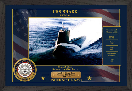 USS Shark SSN-591 Framed Patriotic Photo