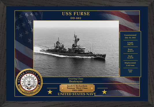 USS Furse DD-882 Framed Patriotic Photo