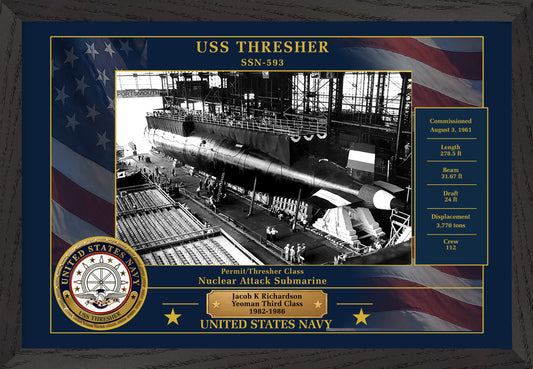 USS Thresher SSN-593 Framed Patriotic Photo