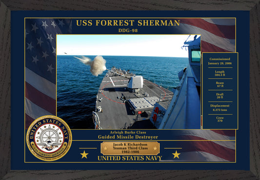 USS Forrest Sherman DDG-98 Framed Patriotic Photo