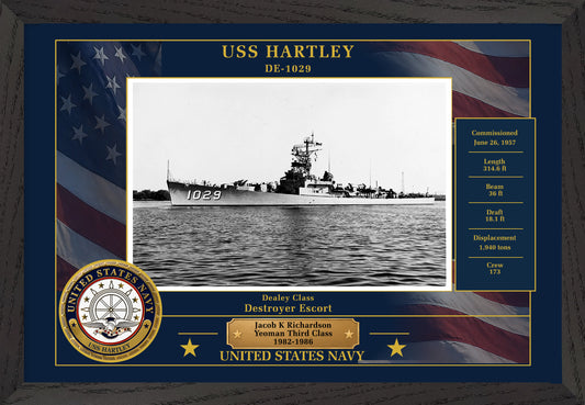 USS Hartley DE-1029 Framed Patriotic Photo