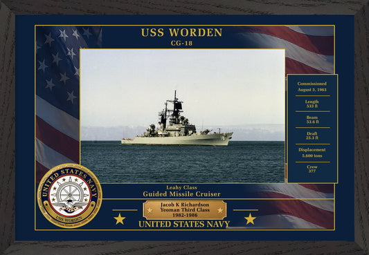 USS Worden CG-18 Framed Patriotic Photo