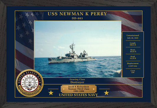 USS Newman K Perry DD-883 Framed Patriotic Photo