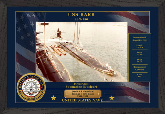 USS Barb SSN-596 Framed Patriotic Photo
