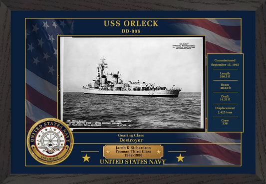 USS Orleck DD-886 Framed Patriotic Photo