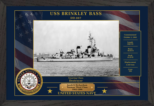 USS Brinkley Bass DD-887 Framed Patriotic Photo