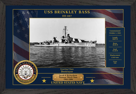 USS Brinkley Bass DD-887 Framed Patriotic Photo