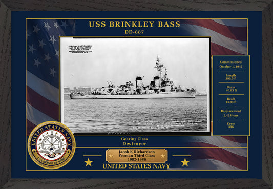USS Brinkley Bass DD-887 Framed Patriotic Photo