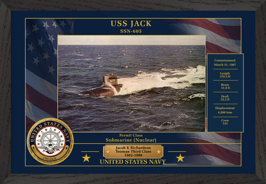 USS Jack SSN-605 Framed Patriotic Photo