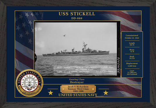 USS Stickell DD-888 Framed Patriotic Photo