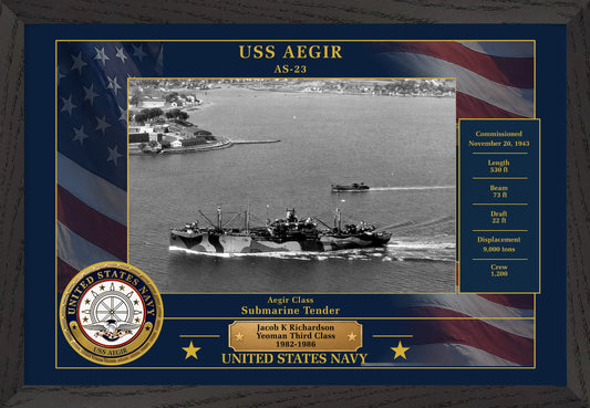 USS Aegir AS-23 Framed Patriotic Photo