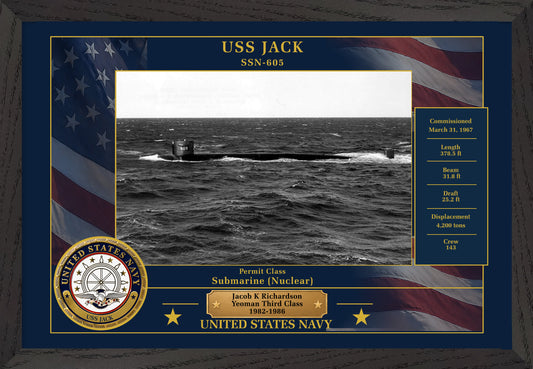 USS Jack SSN-605 Framed Patriotic Photo