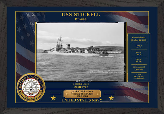 USS Stickell DD-888 Framed Patriotic Photo