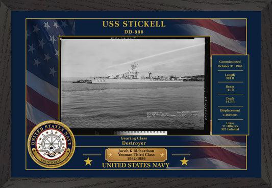 USS Stickell DD-888 Framed Patriotic Photo