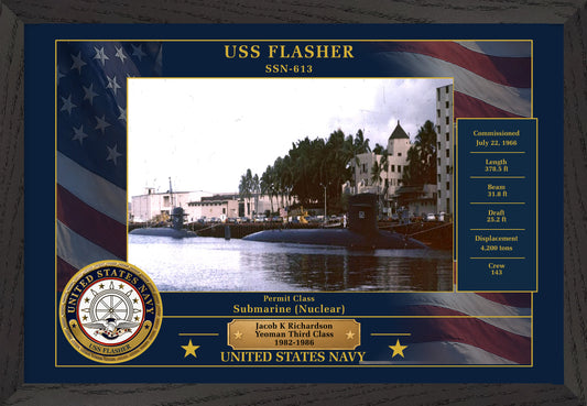 USS Flasher SSN-613 Framed Patriotic Photo