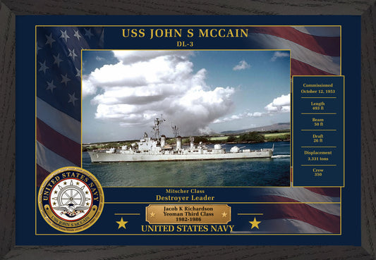 USS John S Mccain DL-3 Framed Patriotic Photo