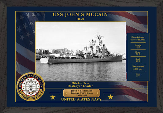 USS John S Mccain DL-3 Framed Patriotic Photo