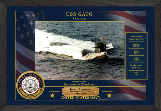 USS Gato SSN-615 Framed Patriotic Photo