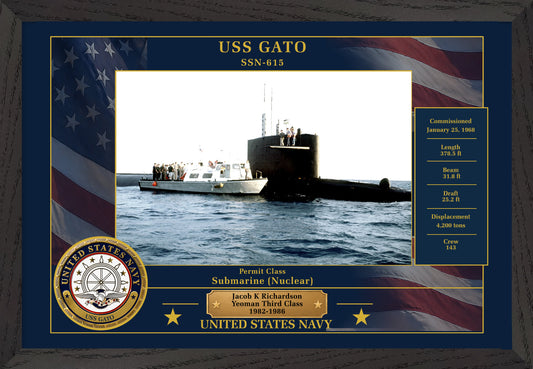 USS Gato SSN-615 Framed Patriotic Photo