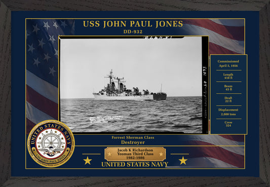 USS John Paul Jones DD-932 Framed Patriotic Photo