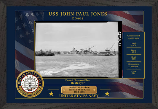 USS John Paul Jones DD-932 Framed Patriotic Photo