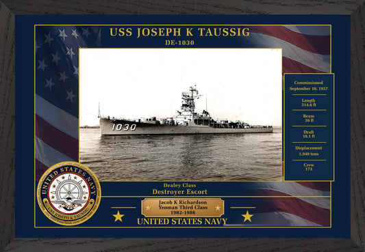 USS Joseph K Taussig DE-1030 Framed Patriotic Photo