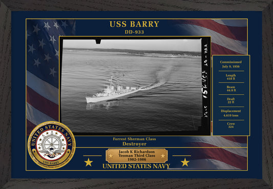 USS Barry DD-933 Framed Patriotic Photo