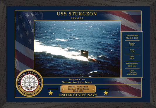USS Sturgeon SSN-637 Framed Patriotic Photo