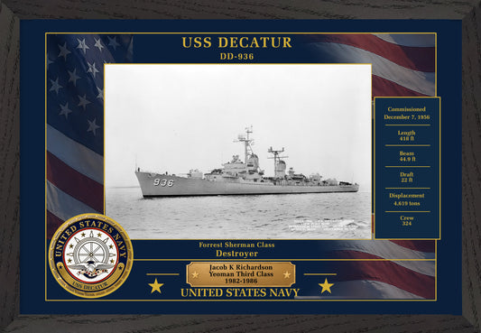 USS Decatur DD-936 Framed Patriotic Photo