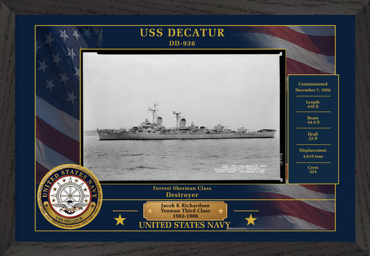 USS Decatur DD-936 Framed Patriotic Photo